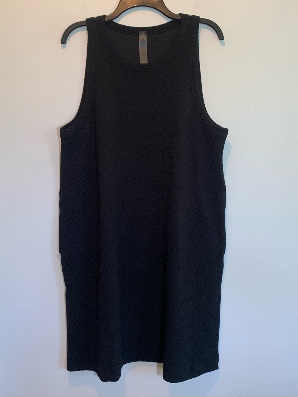 Lou & Grey Black Shift Tank Dress Textured w/ Pockets XL